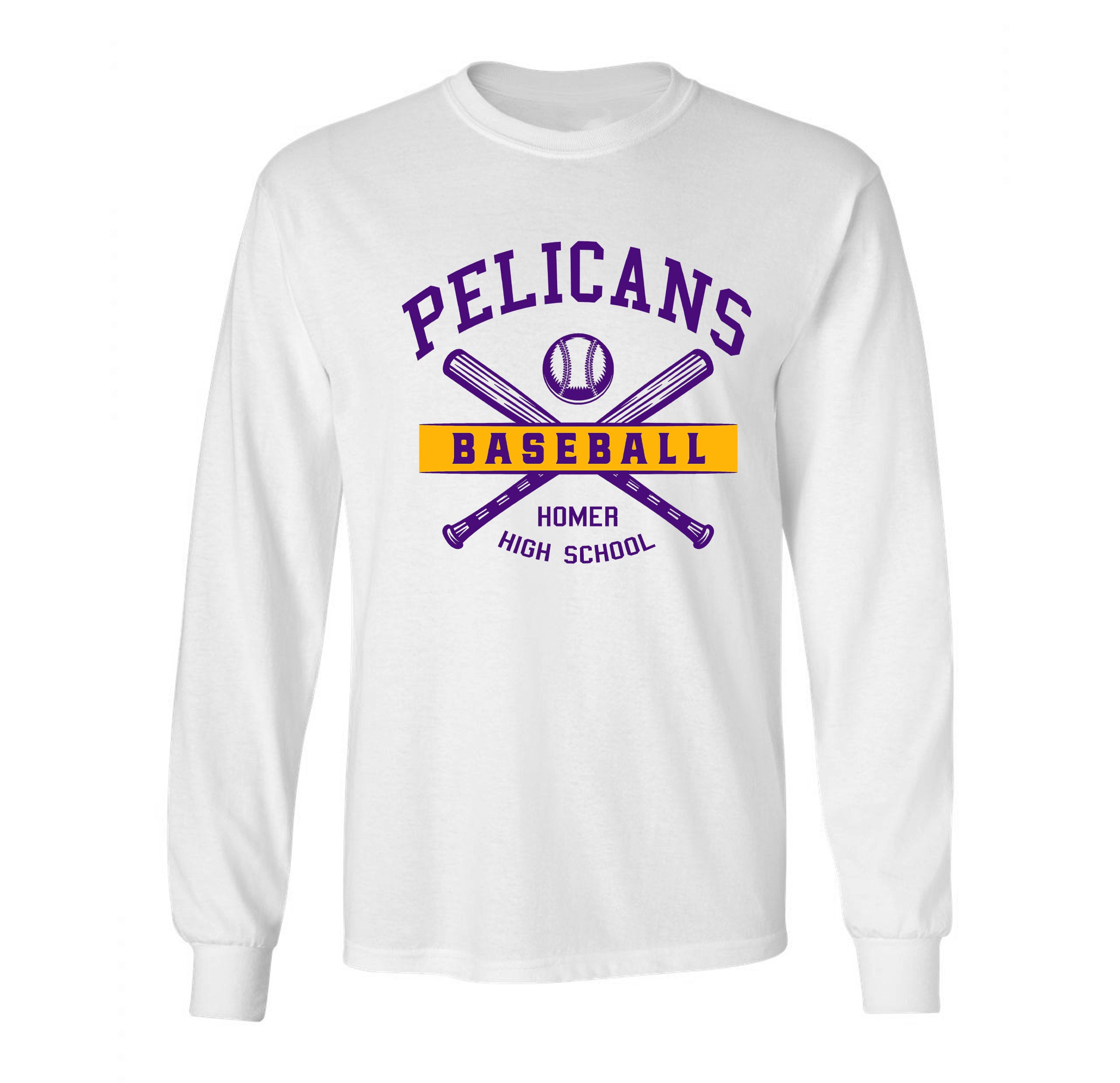 This is a Gildan hoodie with our Homer Pelican's Baseball design 1 printed  on the front of the hoodie.